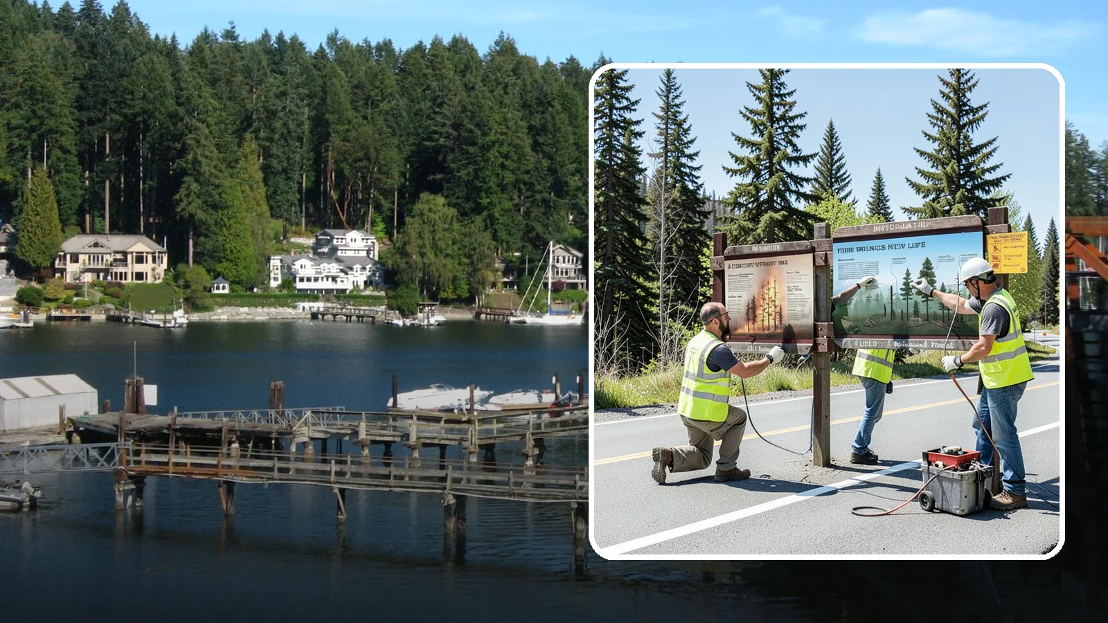 Interpretive Sign Installation in Gig Harbor, Pierce County, WA - Installation of interpretive and educational signage on durable panels and frames for parks, trails, and historic sites.