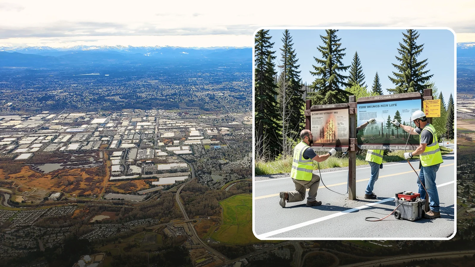 Interpretive Sign Installation in Kent, King County, WA - Installation of interpretive and educational signage on durable panels and frames for parks, trails, and historic sites.
