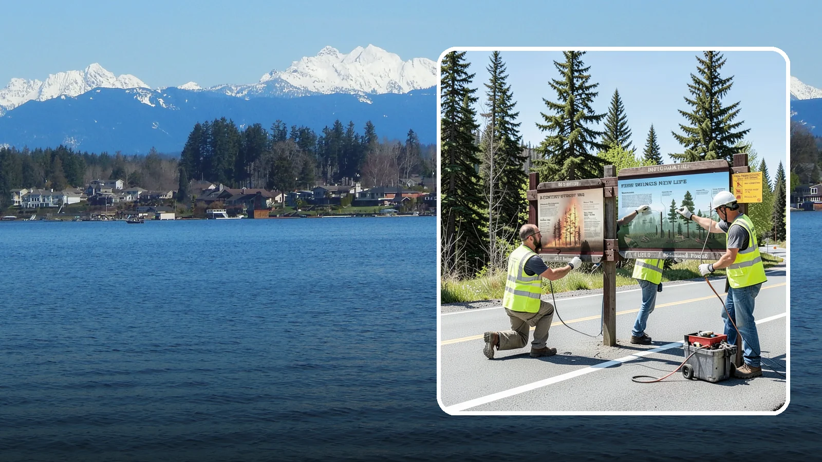 Interpretive Sign Installation in Lake Stevens, Snohomish County, WA - Installation of interpretive and educational signage on durable panels and frames for parks, trails, and historic sites.