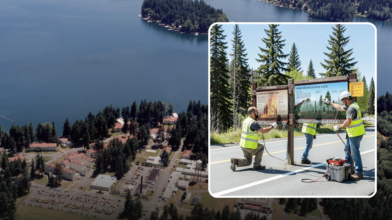 Interpretive Sign Installation in Lakewood, Pierce County, WA - Installation of interpretive and educational signage on durable panels and frames for parks, trails, and historic sites.