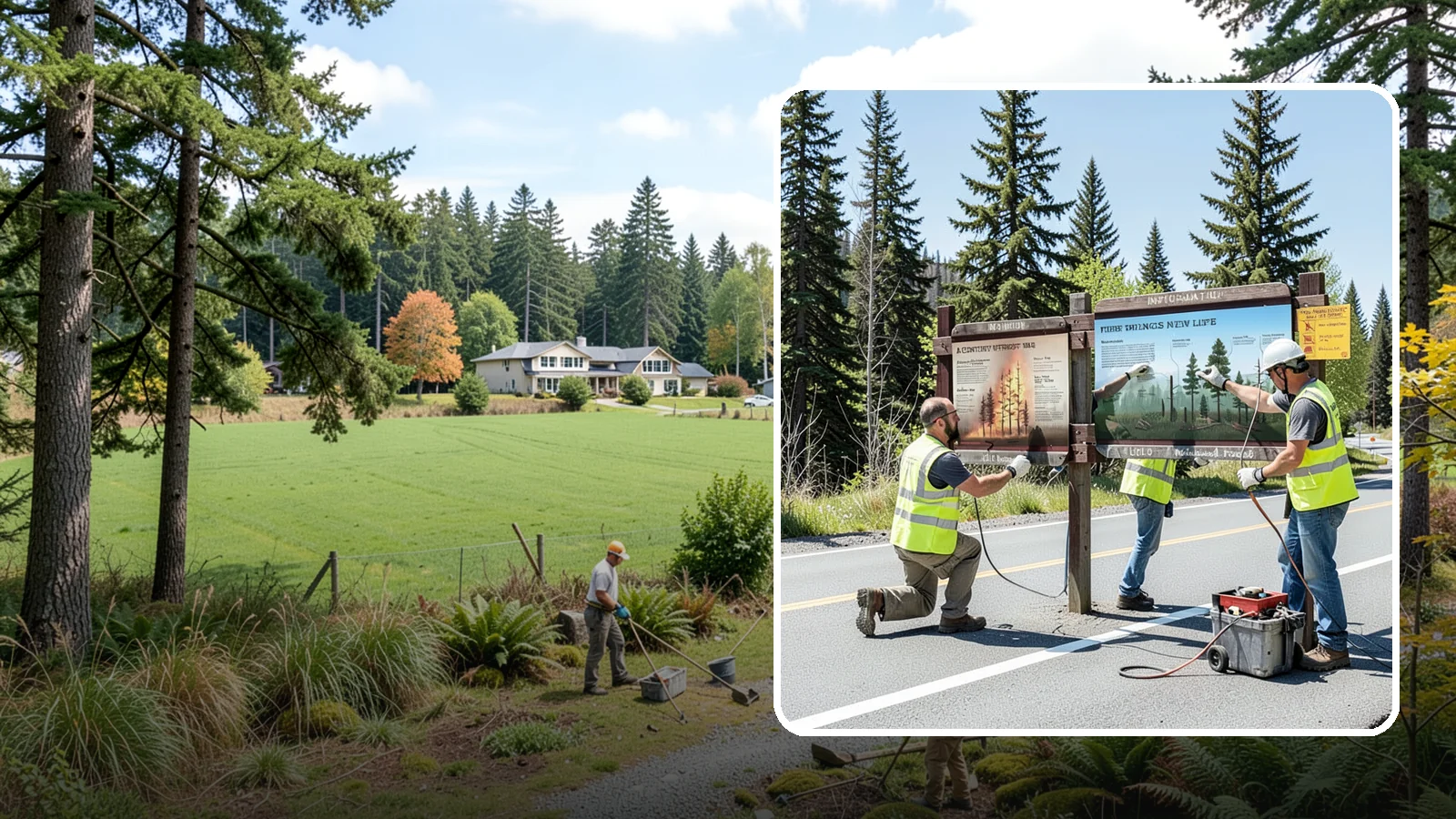 Interpretive Sign Installation in Lyman, Skagit County, WA - Installation of interpretive and educational signage on durable panels and frames for parks, trails, and historic sites.