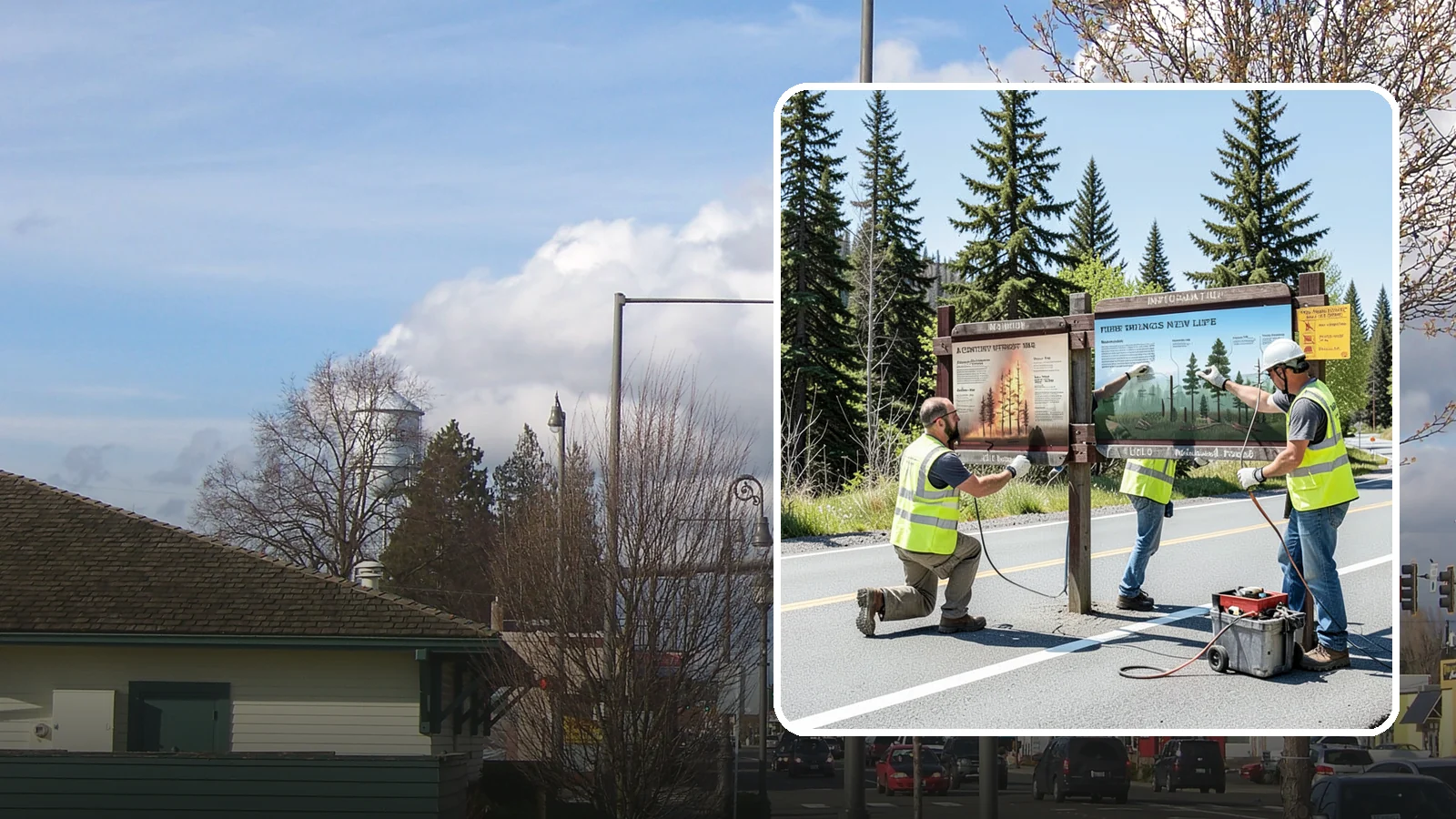 Interpretive Sign Installation in Marysville, Snohomish County, WA - Installation of interpretive and educational signage on durable panels and frames for parks, trails, and historic sites.