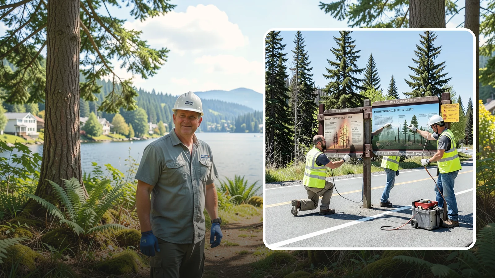 Interpretive Sign Installation in Milton, King County, WA - Installation of interpretive and educational signage on durable panels and frames for parks, trails, and historic sites.