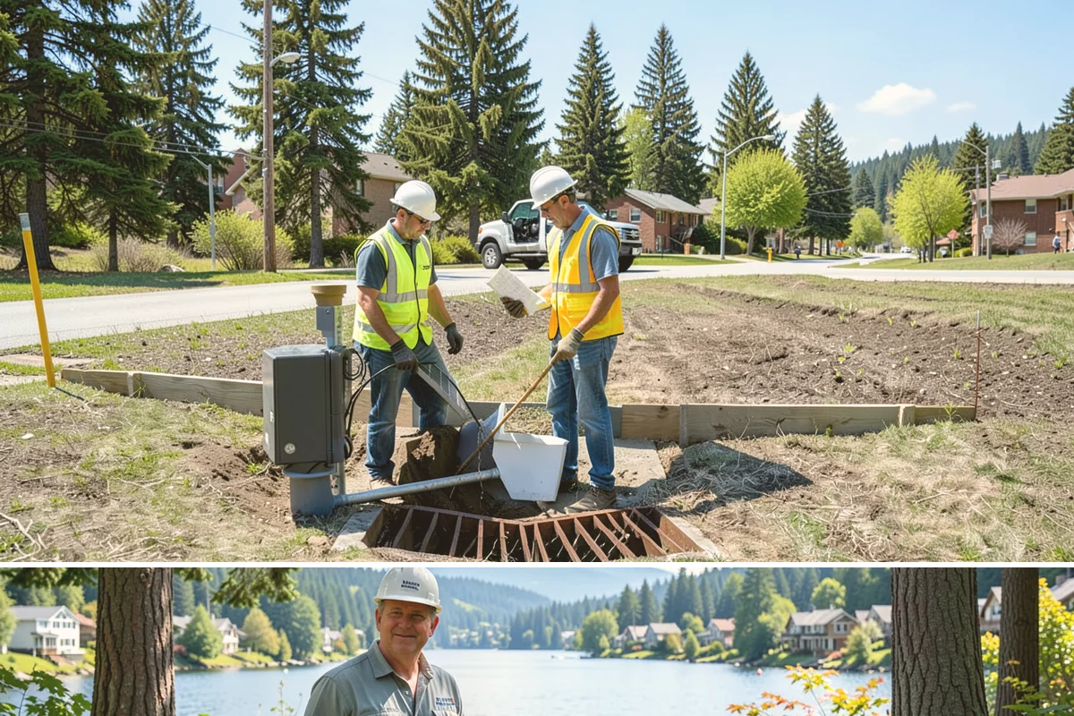 Interpretive Sign Installation in Milton, King County, WA - Interpretive sign installation runs year-round, with footing work scheduled around drier ground conditions when possible.