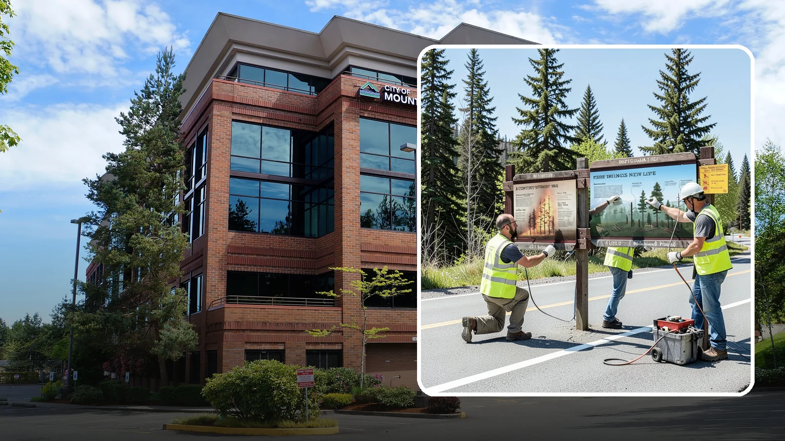 Interpretive Sign Installation in Mountlake Terrace, Snohomish County, WA - Installation of interpretive and educational signage on durable panels and frames for parks, trails, and historic sites.