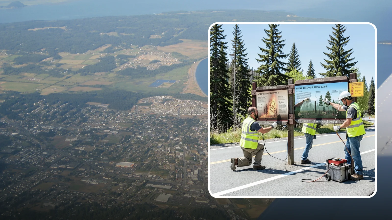 Interpretive Sign Installation in Oak Harbor, Island County, WA - Installation of interpretive and educational signage on durable panels and frames for parks, trails, and historic sites.