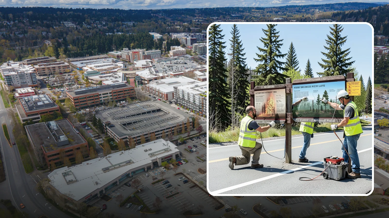 Interpretive Sign Installation in Redmond, King County, WA - Installation of interpretive and educational signage on durable panels and frames for parks, trails, and historic sites.