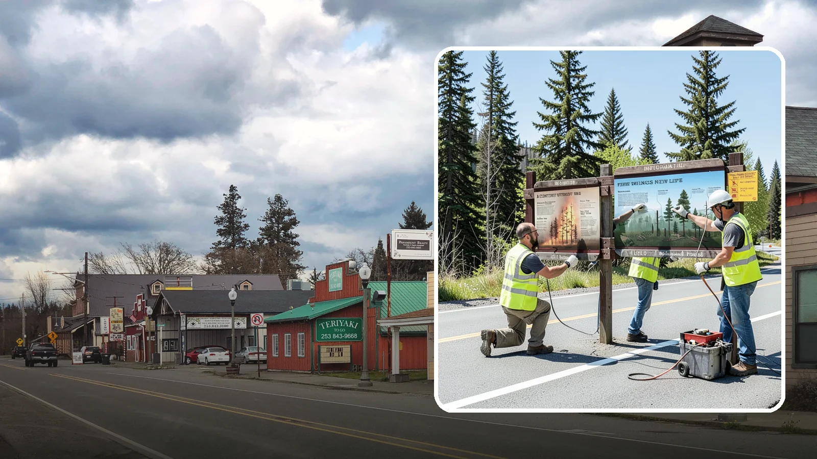 Interpretive Sign Installation in Roy, Pierce County, WA - Installation of interpretive and educational signage on durable panels and frames for parks, trails, and historic sites.