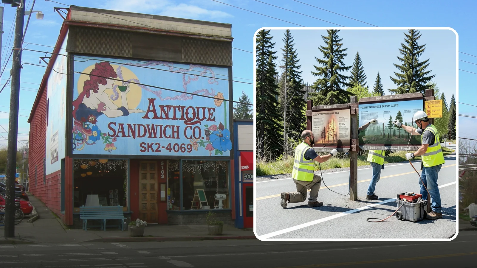 Interpretive Sign Installation in Ruston, Pierce County, WA - Installation of interpretive and educational signage on durable panels and frames for parks, trails, and historic sites.