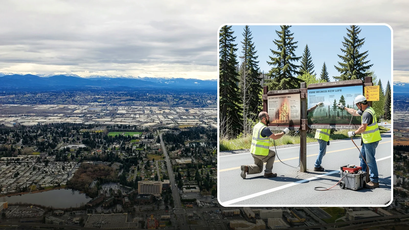 Interpretive Sign Installation in SeaTac, King County, WA - Installation of interpretive and educational signage on durable panels and frames for parks, trails, and historic sites.
