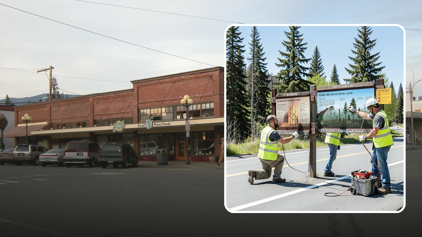 Interpretive Sign Installation in Sedro-Woolley, Skagit County, WA - Installation of interpretive and educational signage on durable panels and frames for parks, trails, and historic sites.