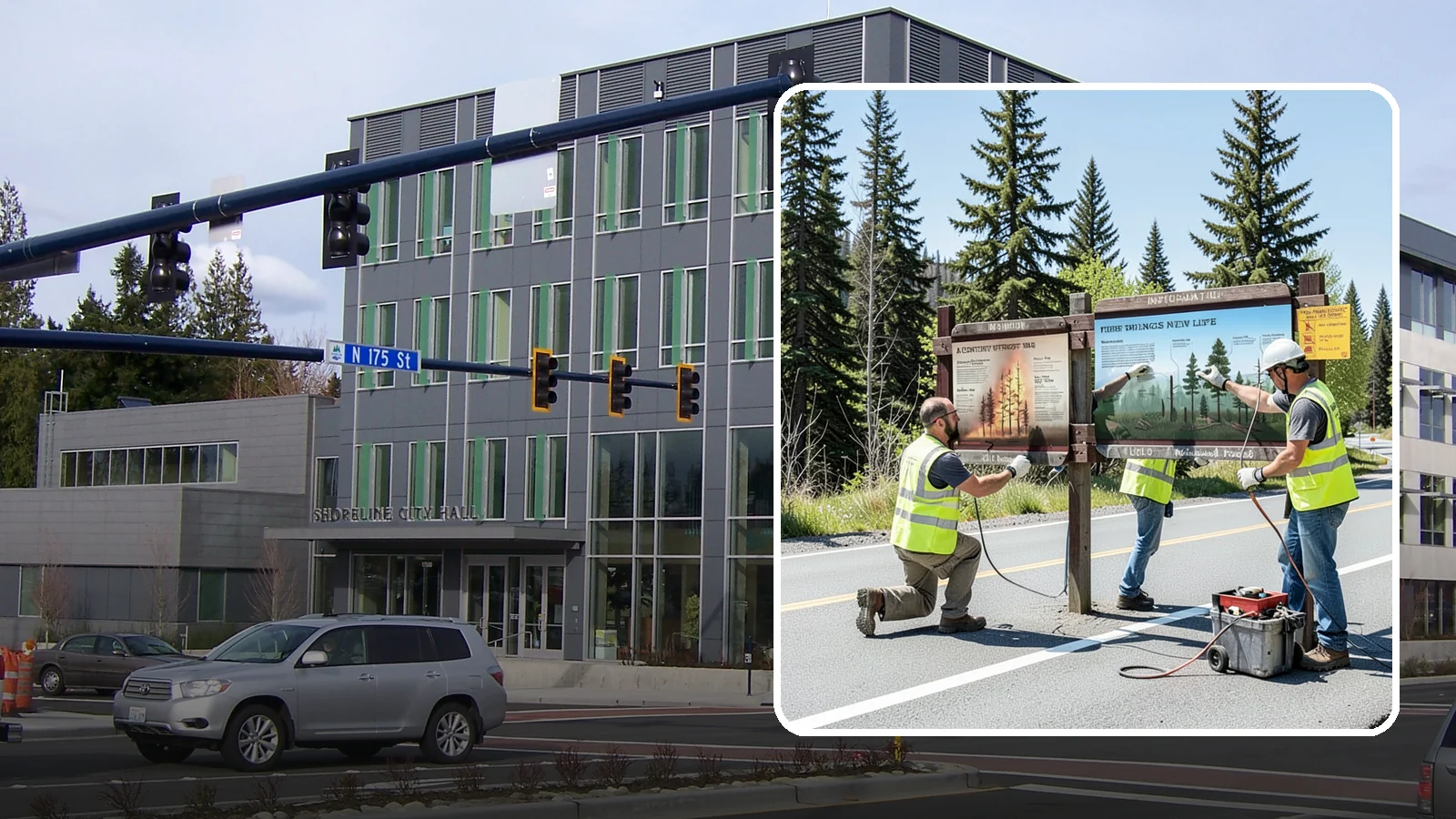 Interpretive Sign Installation in Shoreline, King County, WA - Installation of interpretive and educational signage on durable panels and frames for parks, trails, and historic sites.
