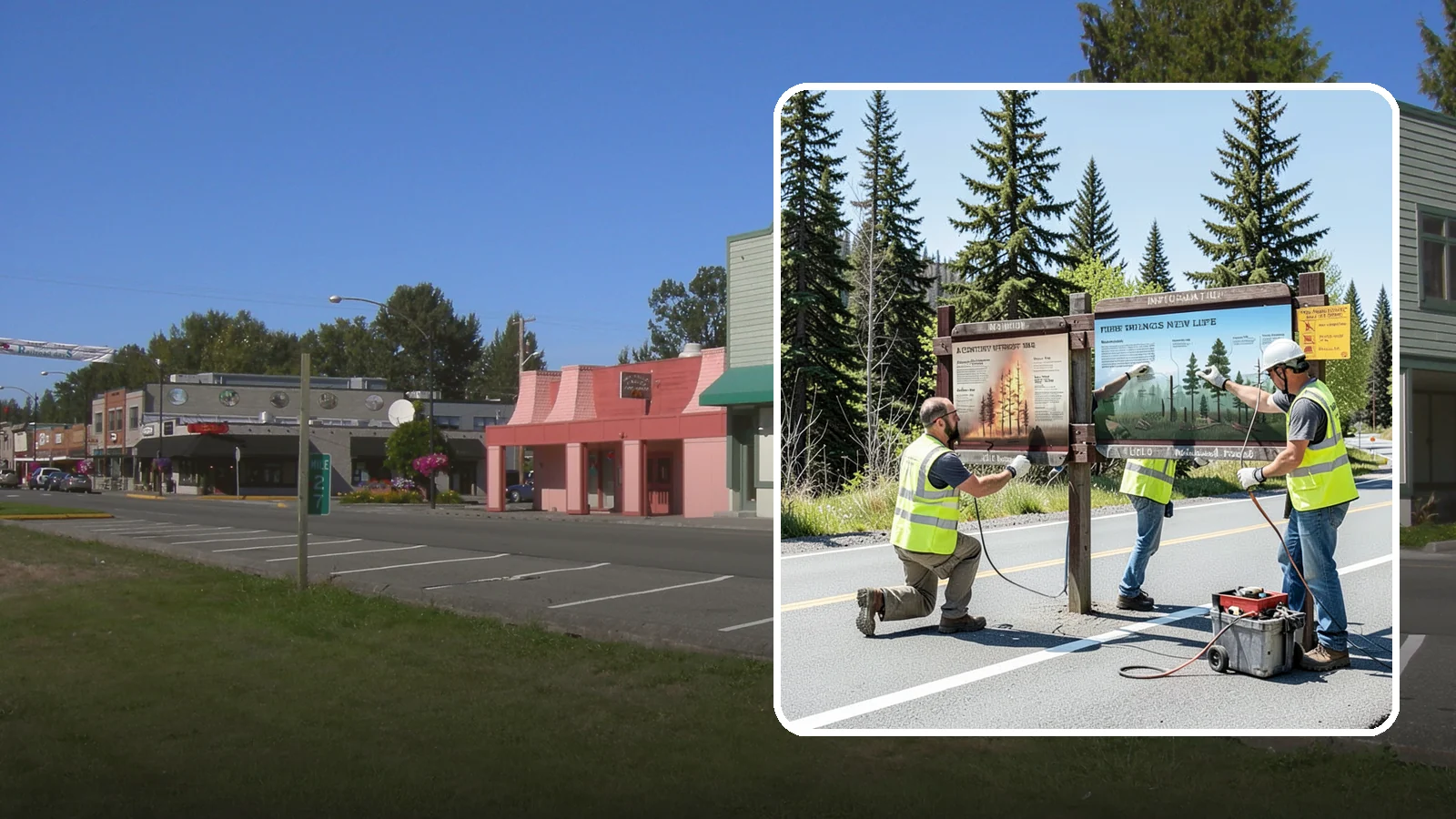 Interpretive Sign Installation in Snoqualmie, King County, WA - Installation of interpretive and educational signage on durable panels and frames for parks, trails, and historic sites.