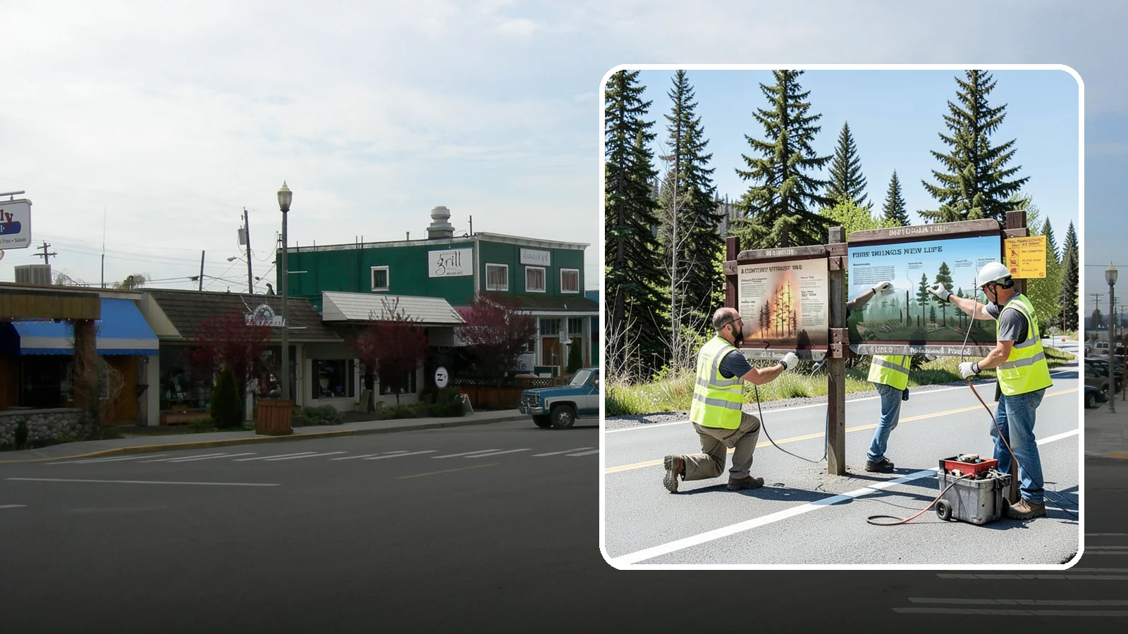 Interpretive Sign Installation in Stanwood, Snohomish County, WA - Installation of interpretive and educational signage on durable panels and frames for parks, trails, and historic sites.