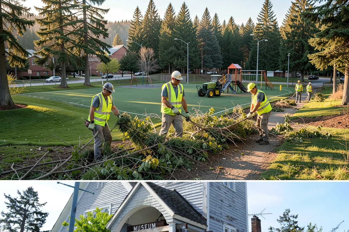 Interpretive Sign Installation in Steilacoom, Pierce County, WA - Interpretive sign installation runs year-round, with footing work scheduled around drier ground conditions when possible.