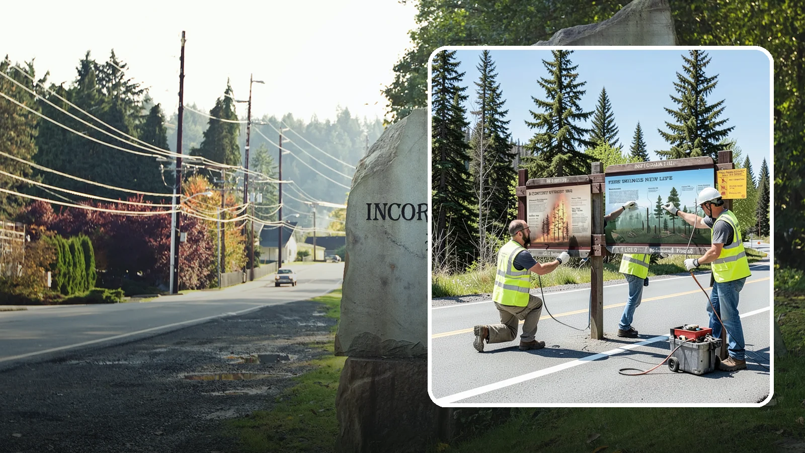 Interpretive Sign Installation in Wilkeson, Pierce County, WA - Installation of interpretive and educational signage on durable panels and frames for parks, trails, and historic sites.
