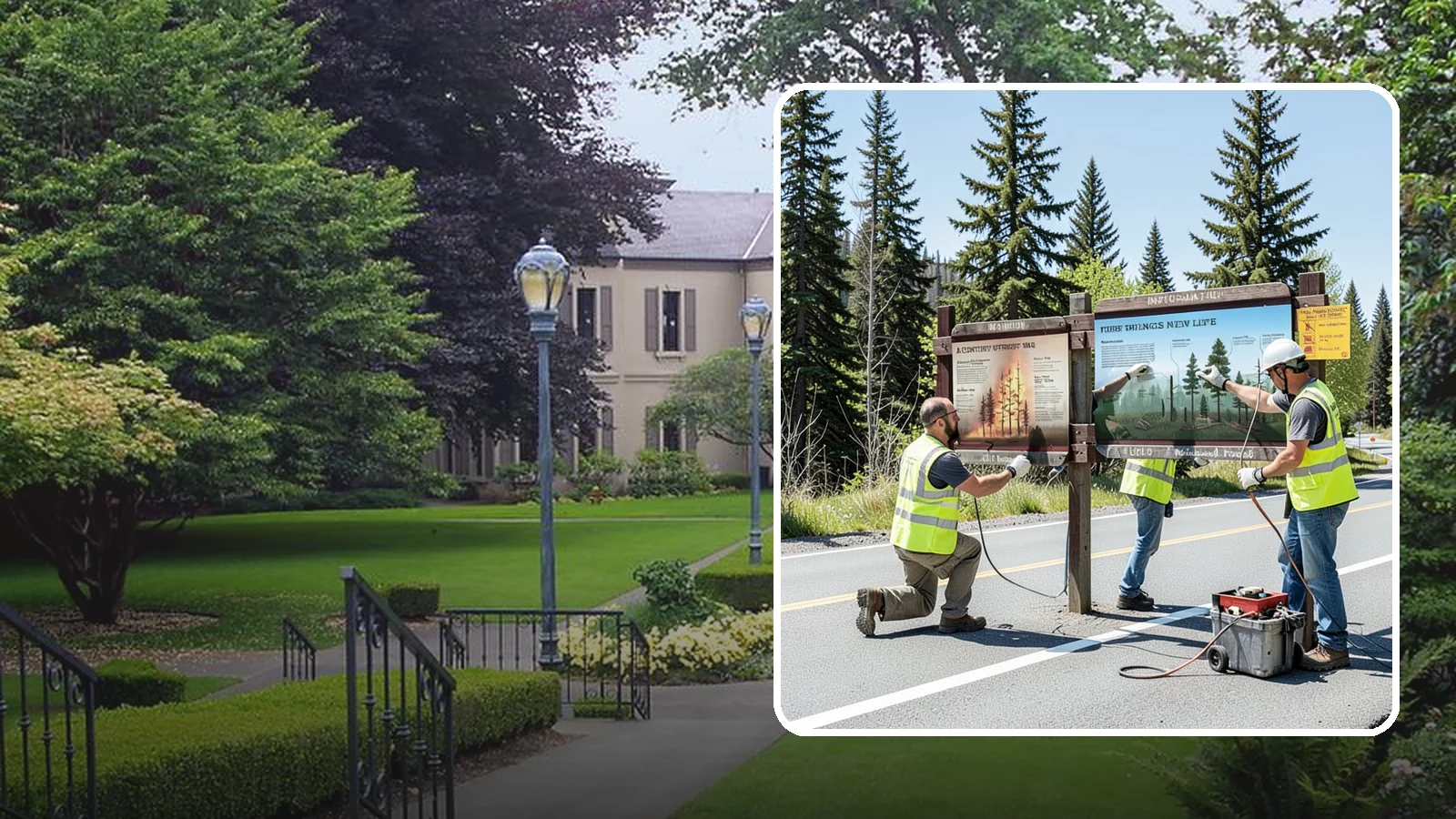 Interpretive Sign Installation in Woodinville, King County, WA - Installation of interpretive and educational signage on durable panels and frames for parks, trails, and historic sites.