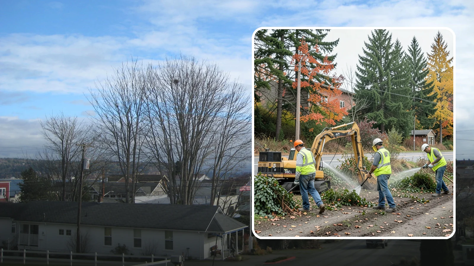 Invasive Vegetation Removal in Langley, Island County, WA - Targeted removal and control of noxious and invasive plants such as ivy, knotweed, and blackberry from public natural areas.