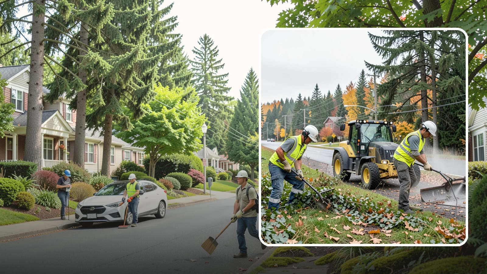 Ivy Removal in Beaux Arts Village, King County, WA - Removal of English ivy from tree trunks, ground beds, and structures to protect trees and public infrastructure.