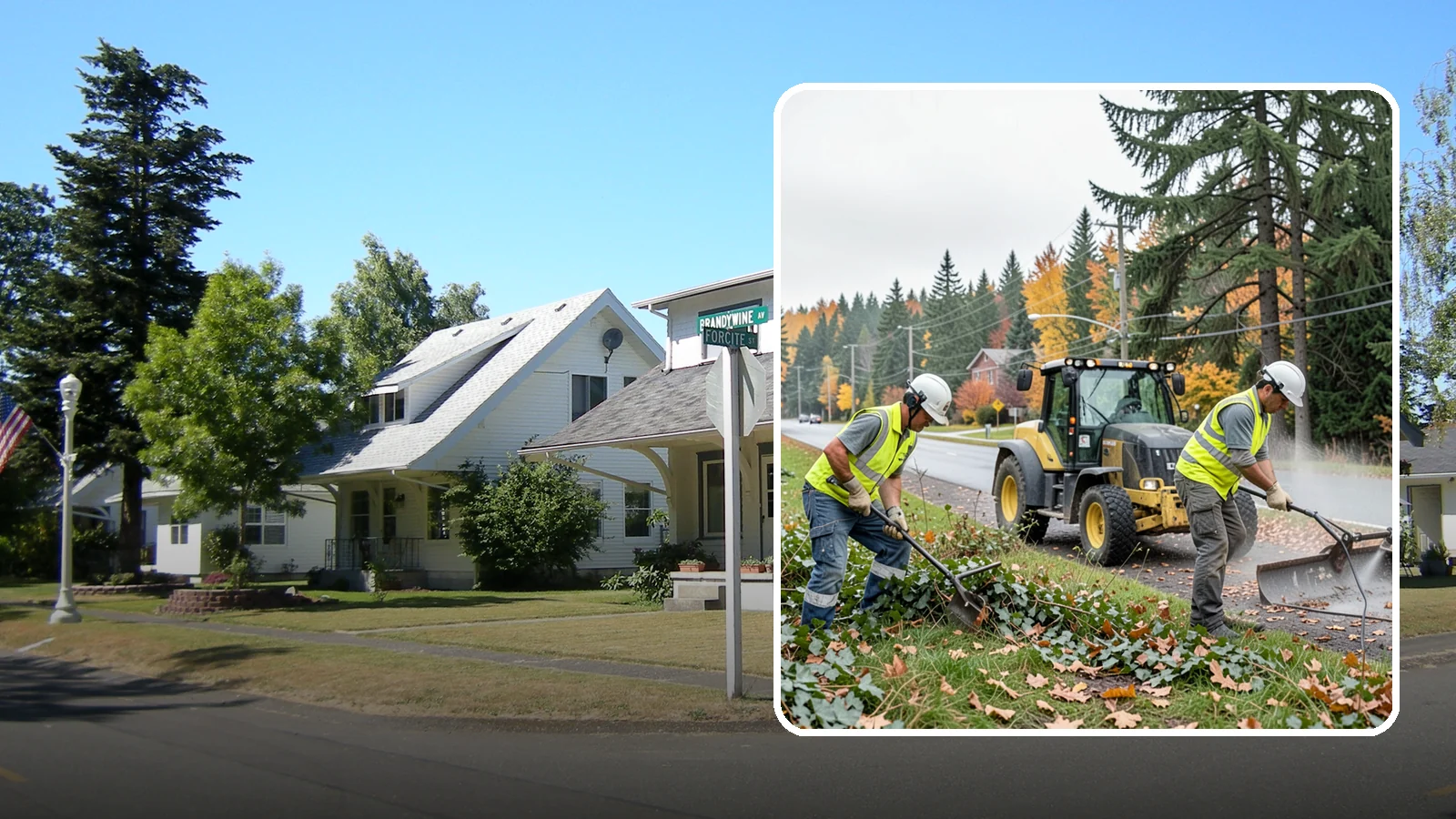 Ivy Removal in DuPont, Pierce County, WA - Removal of English ivy from tree trunks, ground beds, and structures to protect trees and public infrastructure.