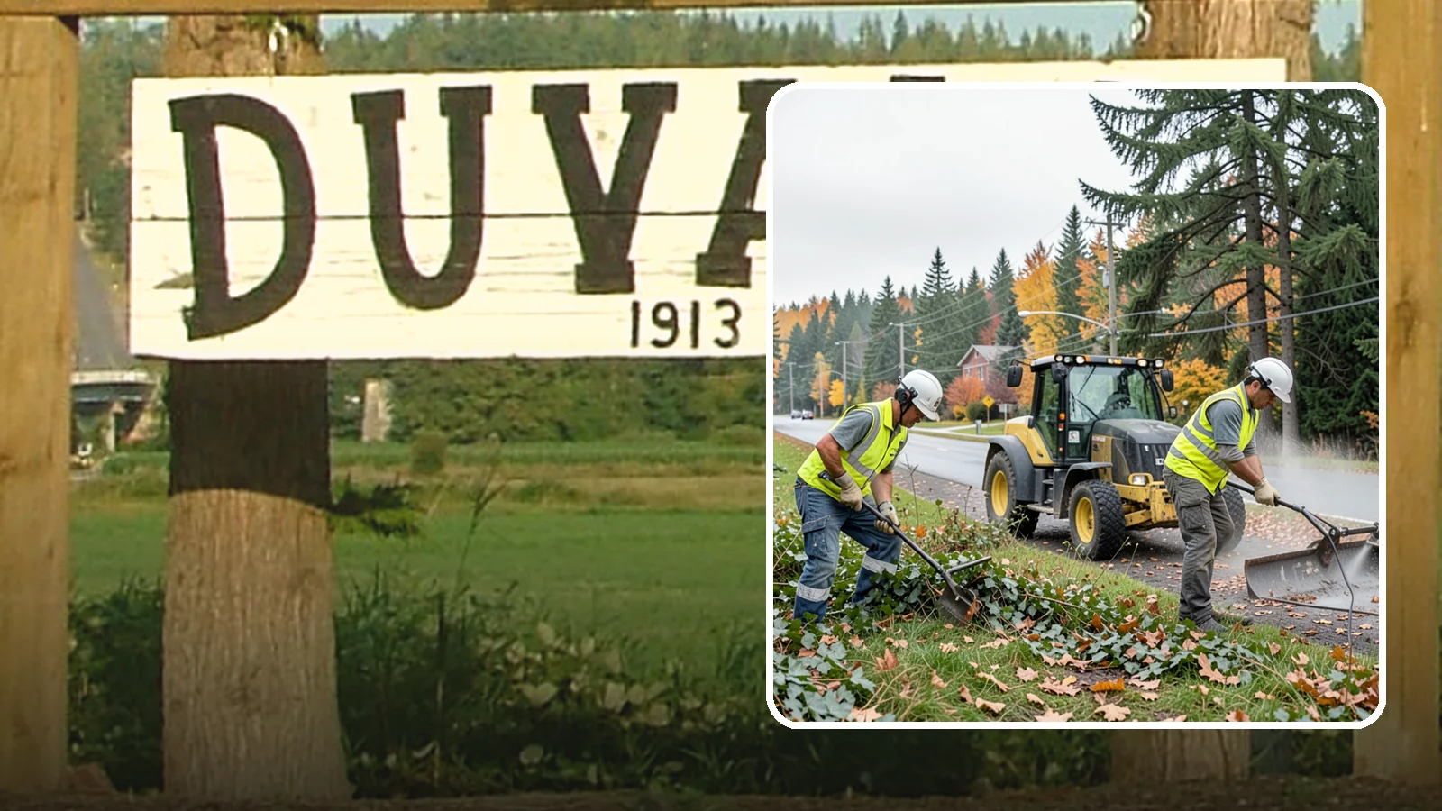 Ivy Removal in Duvall, King County, WA - Removal of English ivy from tree trunks, ground beds, and structures to protect trees and public infrastructure.