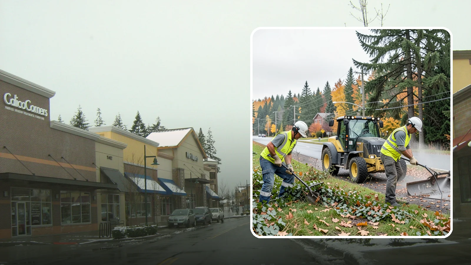 Ivy Removal in Mill Creek, Snohomish County, WA - Removal of English ivy from tree trunks, ground beds, and structures to protect trees and public infrastructure.