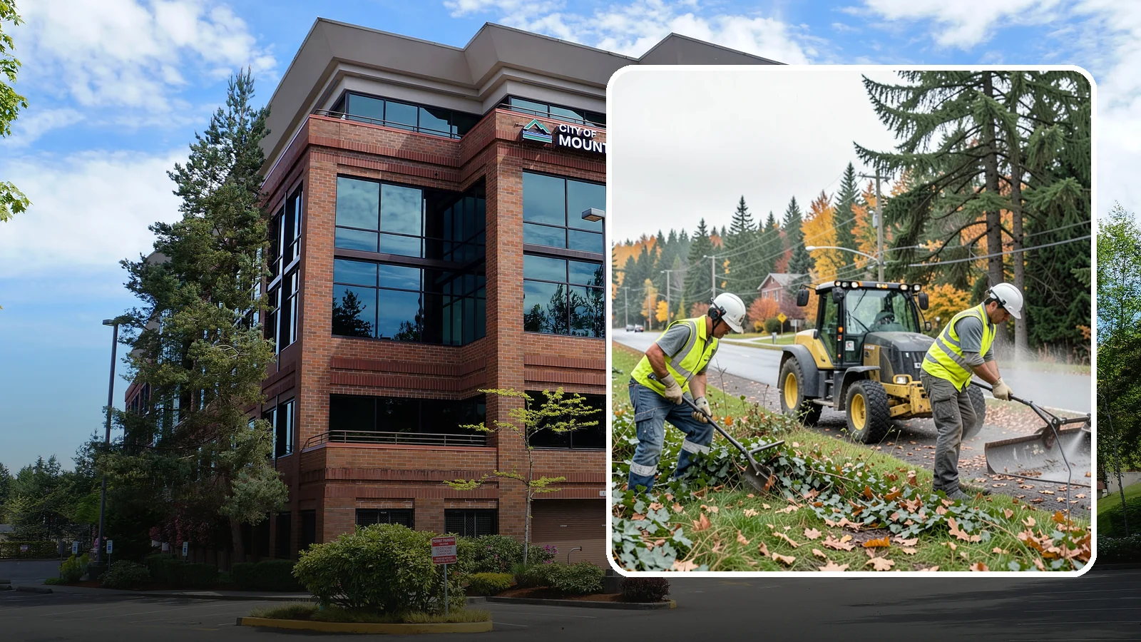 Ivy Removal in Mountlake Terrace, Snohomish County, WA - Removal of English ivy from tree trunks, ground beds, and structures to protect trees and public infrastructure.