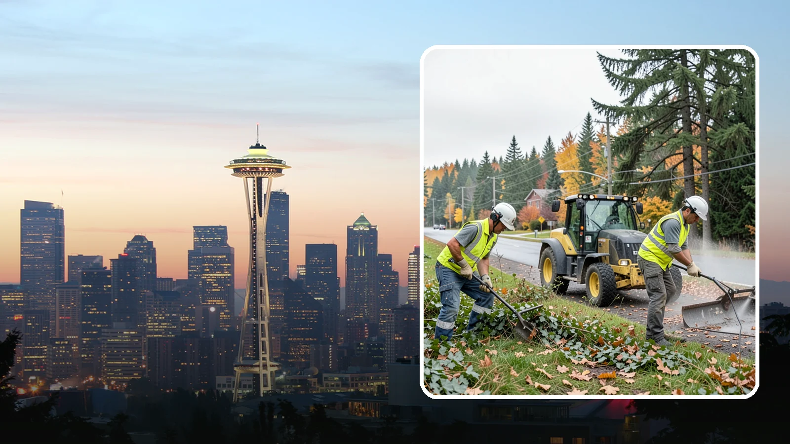 Ivy Removal in Seattle, King County, WA - Removal of English ivy from tree trunks, ground beds, and structures to protect trees and public infrastructure.