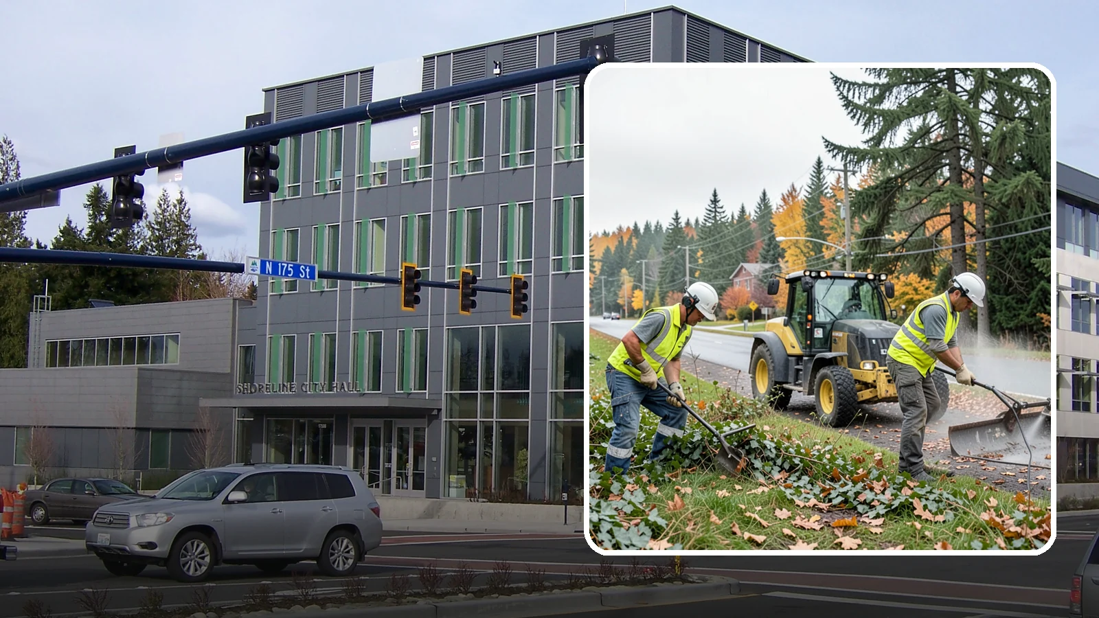Ivy Removal in Shoreline, King County, WA - Removal of English ivy from tree trunks, ground beds, and structures to protect trees and public infrastructure.