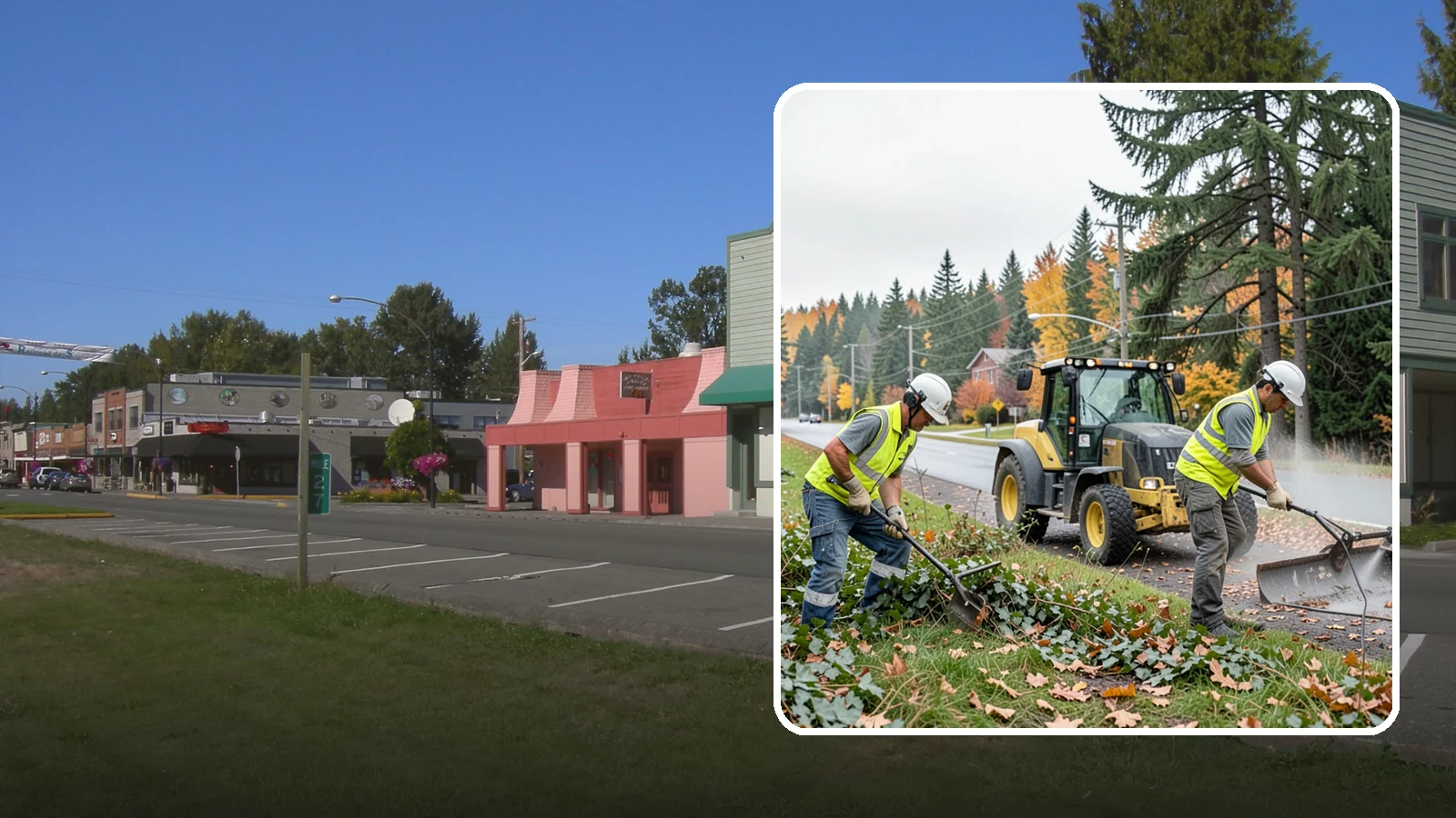 Ivy Removal in Snoqualmie, King County, WA - Removal of English ivy from tree trunks, ground beds, and structures to protect trees and public infrastructure.