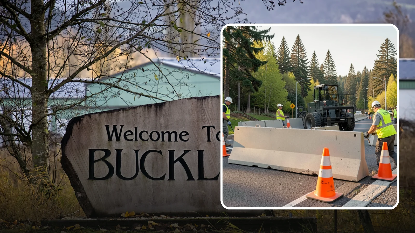 Jersey Barrier Placement in Buckley, Pierce County, WA - Concrete Jersey barrier placement provides heavy-duty separation and protection for public work zones.