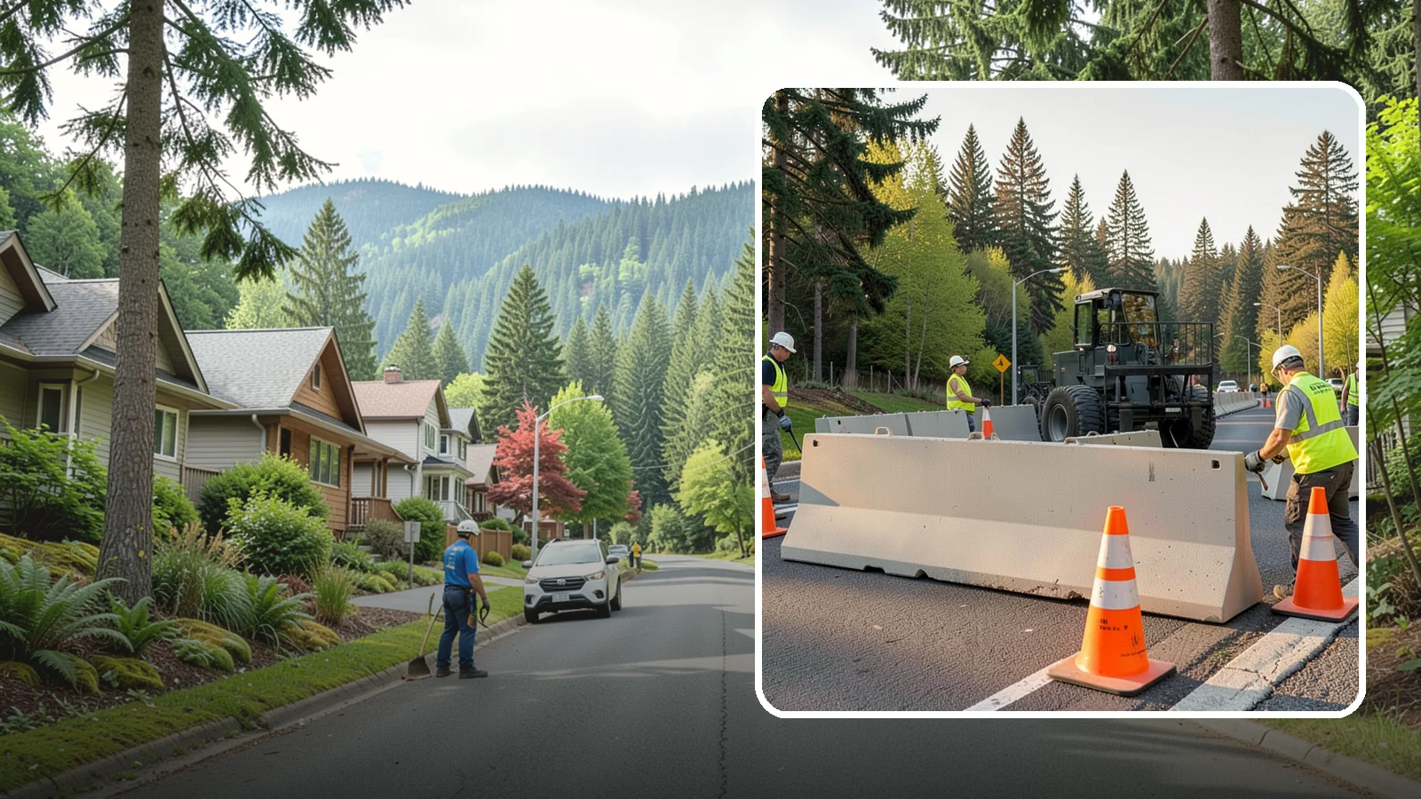 Jersey Barrier Placement in Darrington, Snohomish County, WA - Concrete Jersey barrier placement provides heavy-duty separation and protection for public work zones.