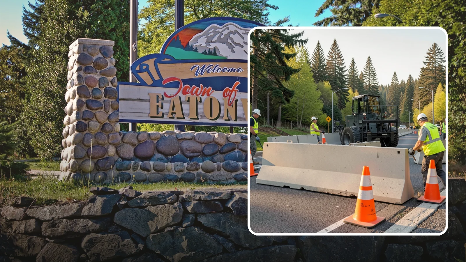 Jersey Barrier Placement in Eatonville, Pierce County, WA - Concrete Jersey barrier placement provides heavy-duty separation and protection for public work zones.