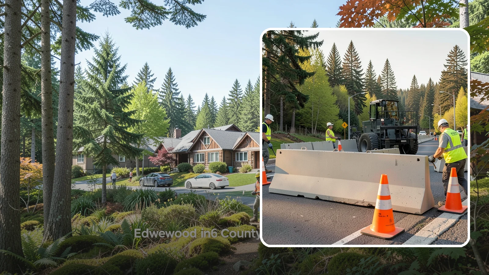 Jersey Barrier Placement in Edgewood, Pierce County, WA - Concrete Jersey barrier placement provides heavy-duty separation and protection for public work zones.