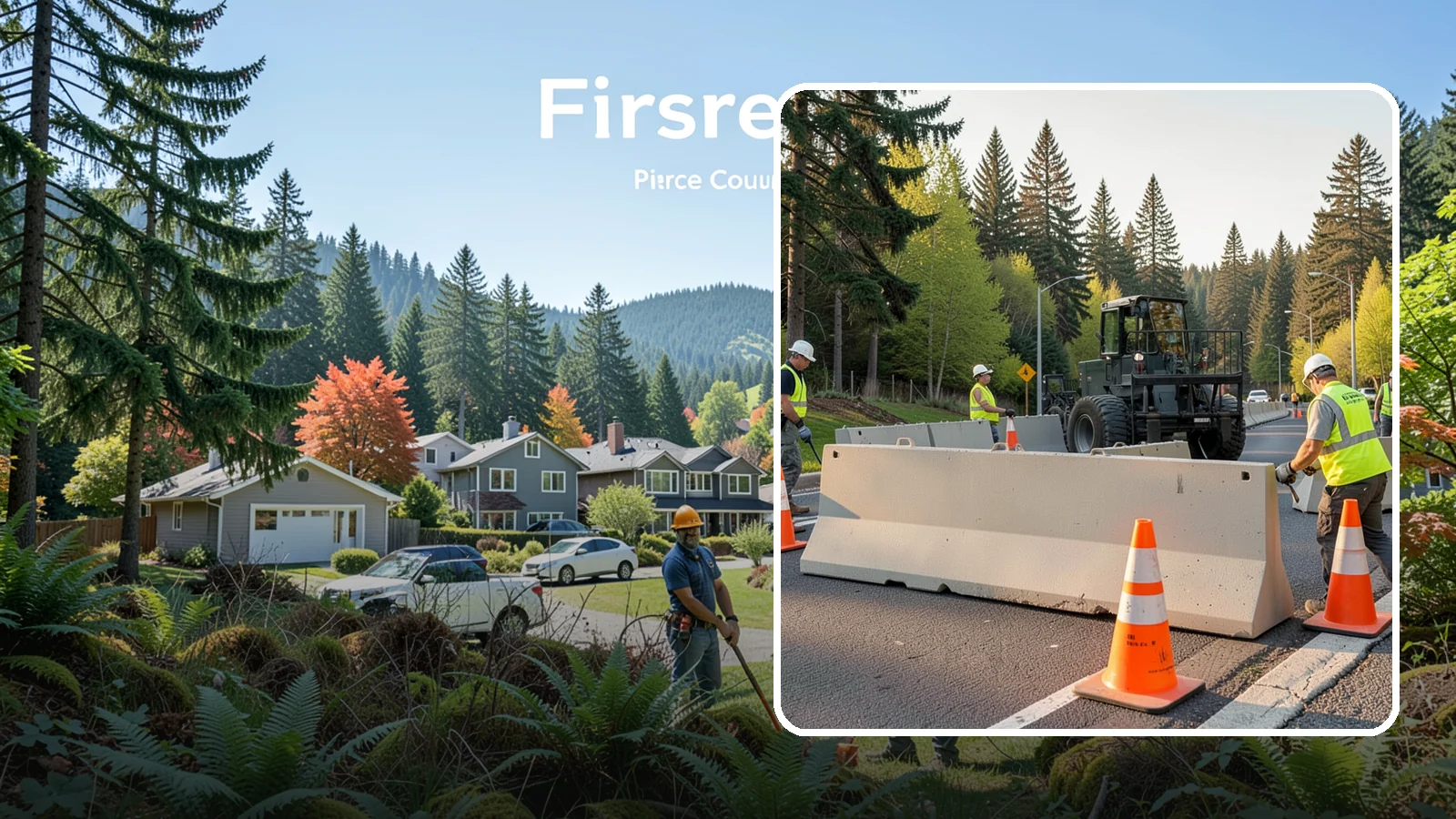 Jersey Barrier Placement in Fircrest, Pierce County, WA - Concrete Jersey barrier placement provides heavy-duty separation and protection for public work zones.