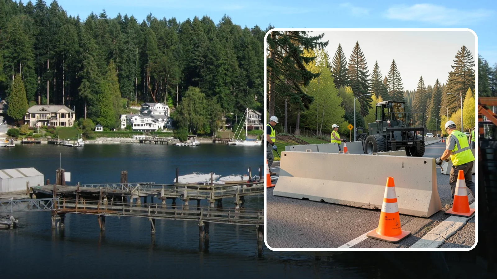 Jersey Barrier Placement in Gig Harbor, Pierce County, WA - Concrete Jersey barrier placement provides heavy-duty separation and protection for public work zones.