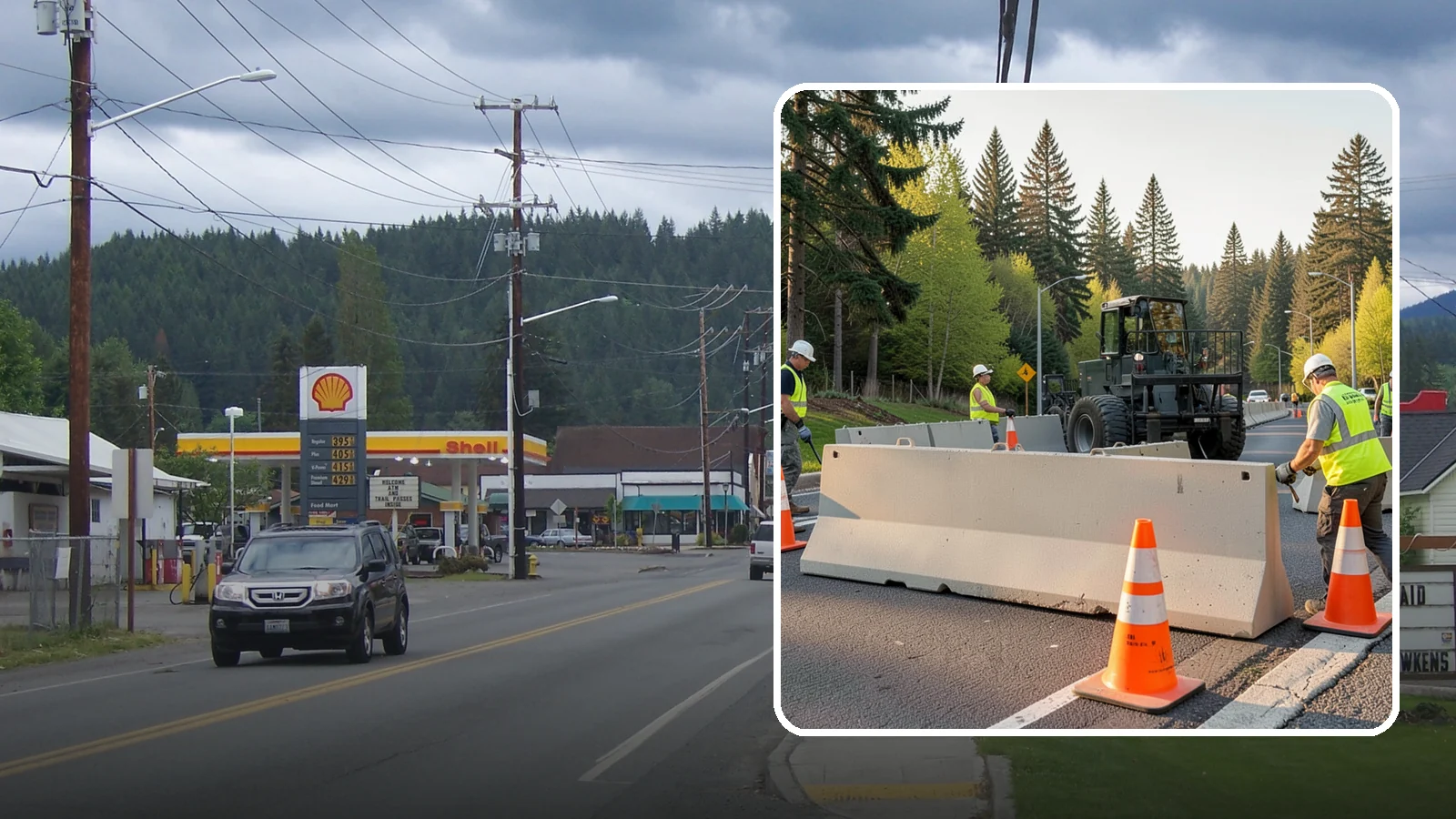 Jersey Barrier Placement in Granite Falls, Snohomish County, WA - Concrete Jersey barrier placement provides heavy-duty separation and protection for public work zones.