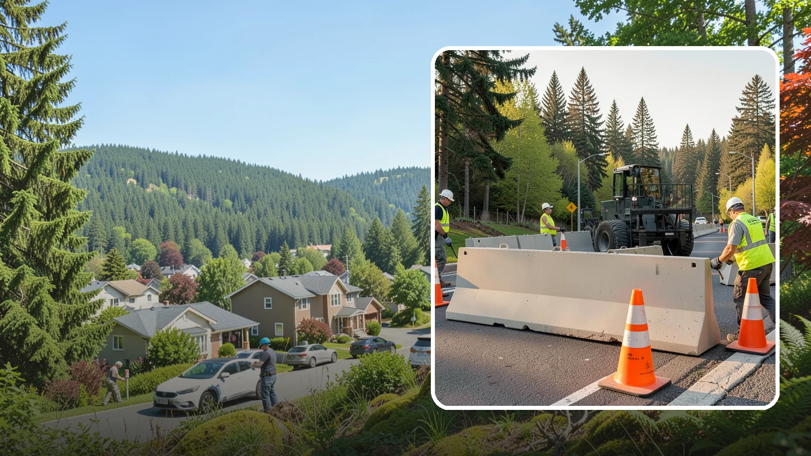 Jersey Barrier Placement in Index, Snohomish County, WA - Concrete Jersey barrier placement provides heavy-duty separation and protection for public work zones.