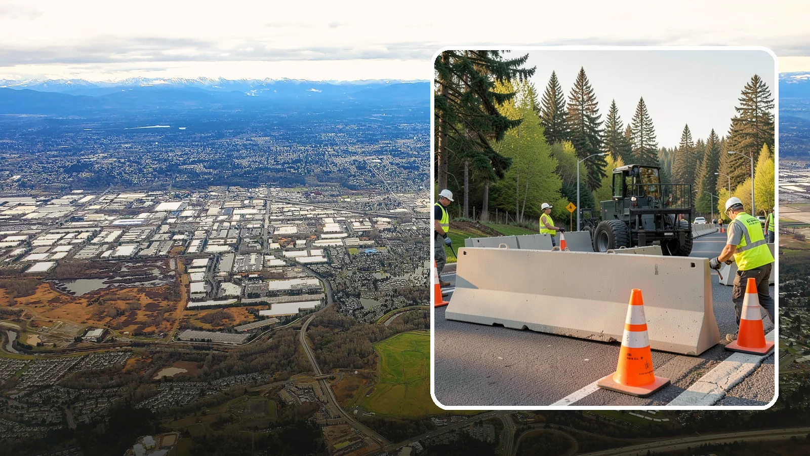 Jersey Barrier Placement in Kent, King County, WA - Concrete Jersey barrier placement provides heavy-duty separation and protection for public work zones.