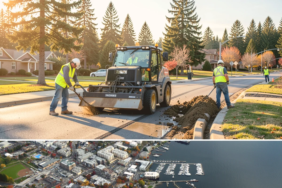 Jersey Barrier Placement in Kirkland, King County, WA - Placement follows the construction season but is available year-round for emergency road protection.