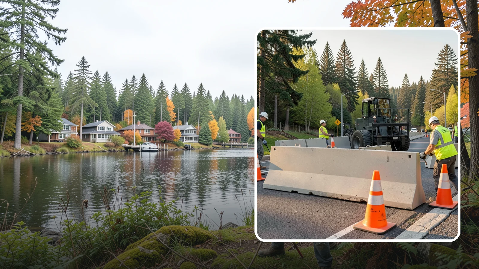 Jersey Barrier Placement in La Conner, Skagit County, WA - Concrete Jersey barrier placement provides heavy-duty separation and protection for public work zones.