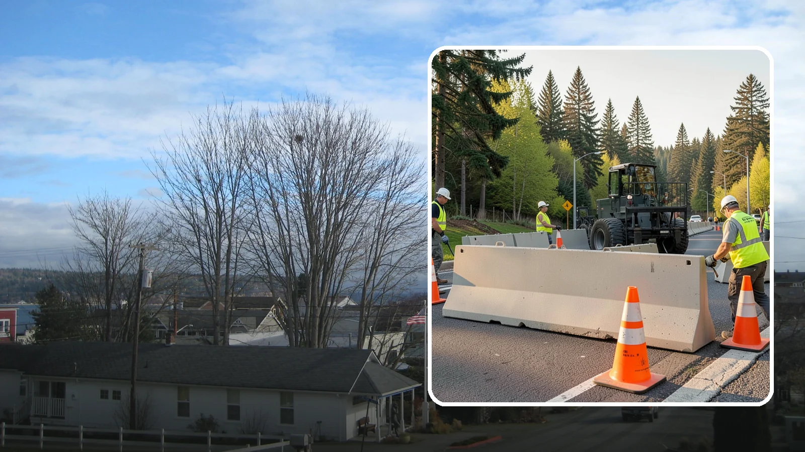 Jersey Barrier Placement in Langley, Island County, WA - Concrete Jersey barrier placement provides heavy-duty separation and protection for public work zones.