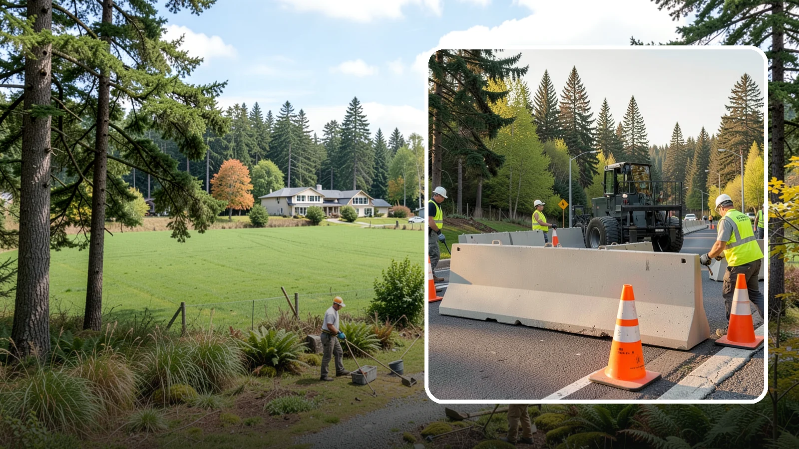 Jersey Barrier Placement in Lyman, Skagit County, WA - Concrete Jersey barrier placement provides heavy-duty separation and protection for public work zones.