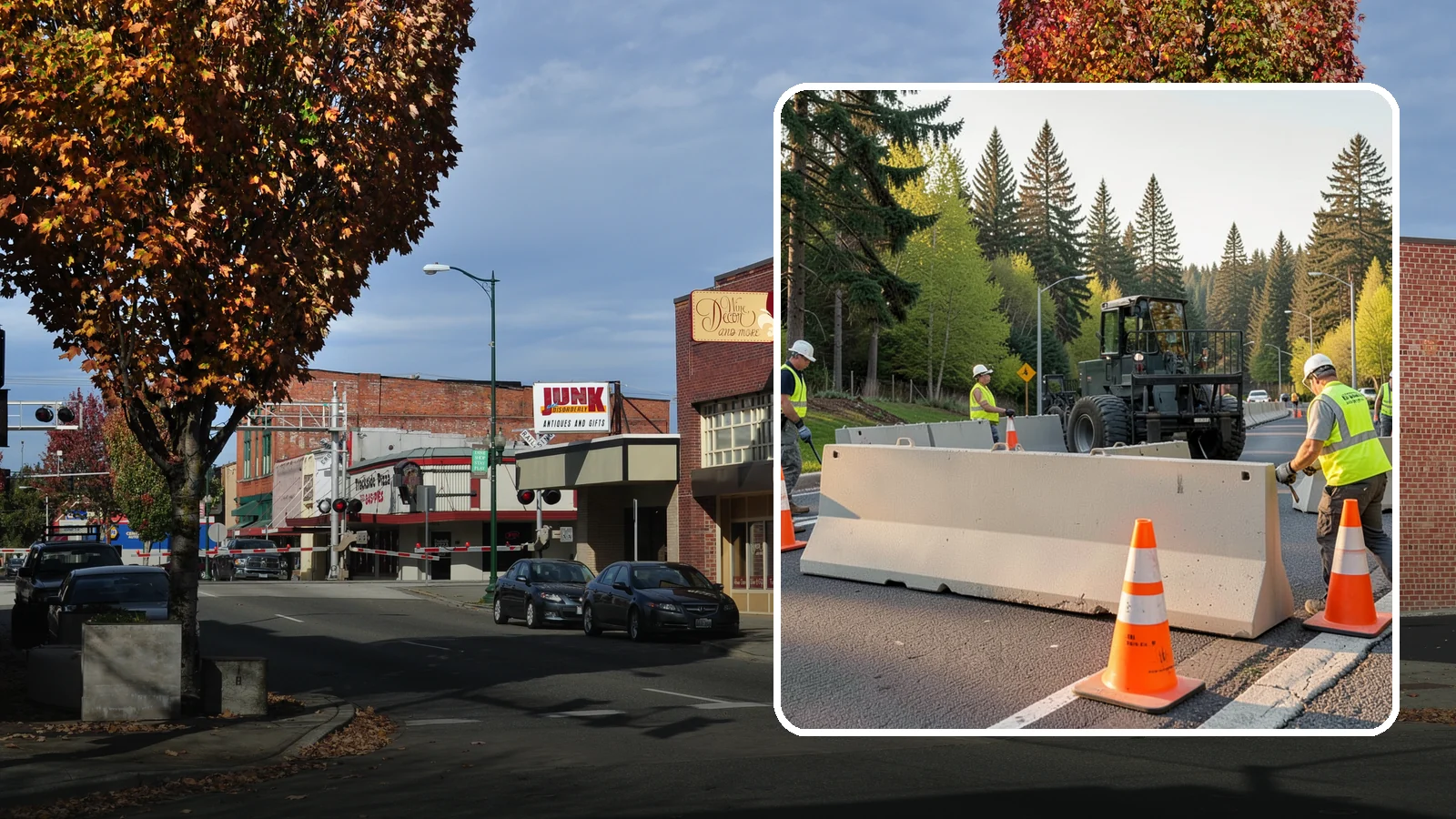 Jersey Barrier Placement in Puyallup, Pierce County, WA - Concrete Jersey barrier placement provides heavy-duty separation and protection for public work zones.