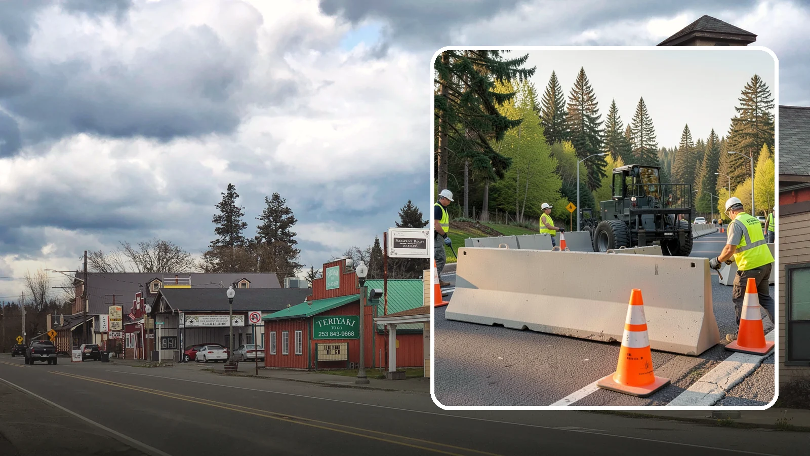 Jersey Barrier Placement in Roy, Pierce County, WA - Concrete Jersey barrier placement provides heavy-duty separation and protection for public work zones.