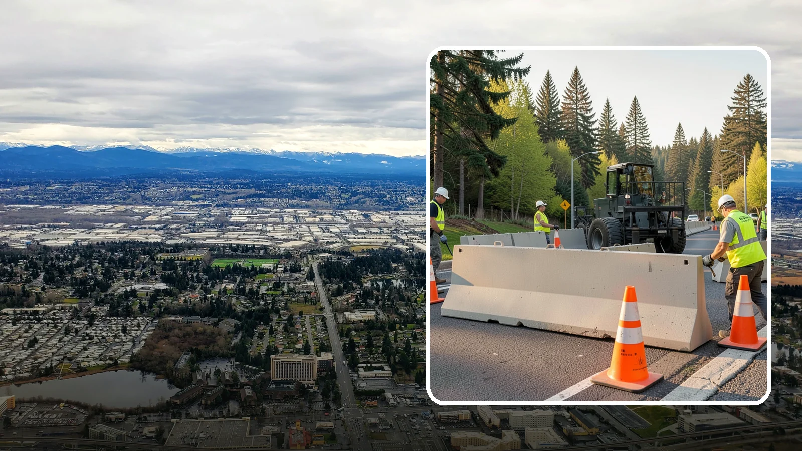 Jersey Barrier Placement in SeaTac, King County, WA - Concrete Jersey barrier placement provides heavy-duty separation and protection for public work zones.