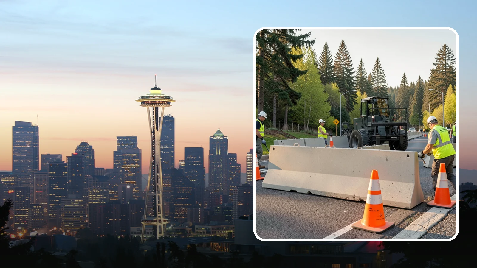 Jersey Barrier Placement in Seattle, King County, WA - Concrete Jersey barrier placement provides heavy-duty separation and protection for public work zones.