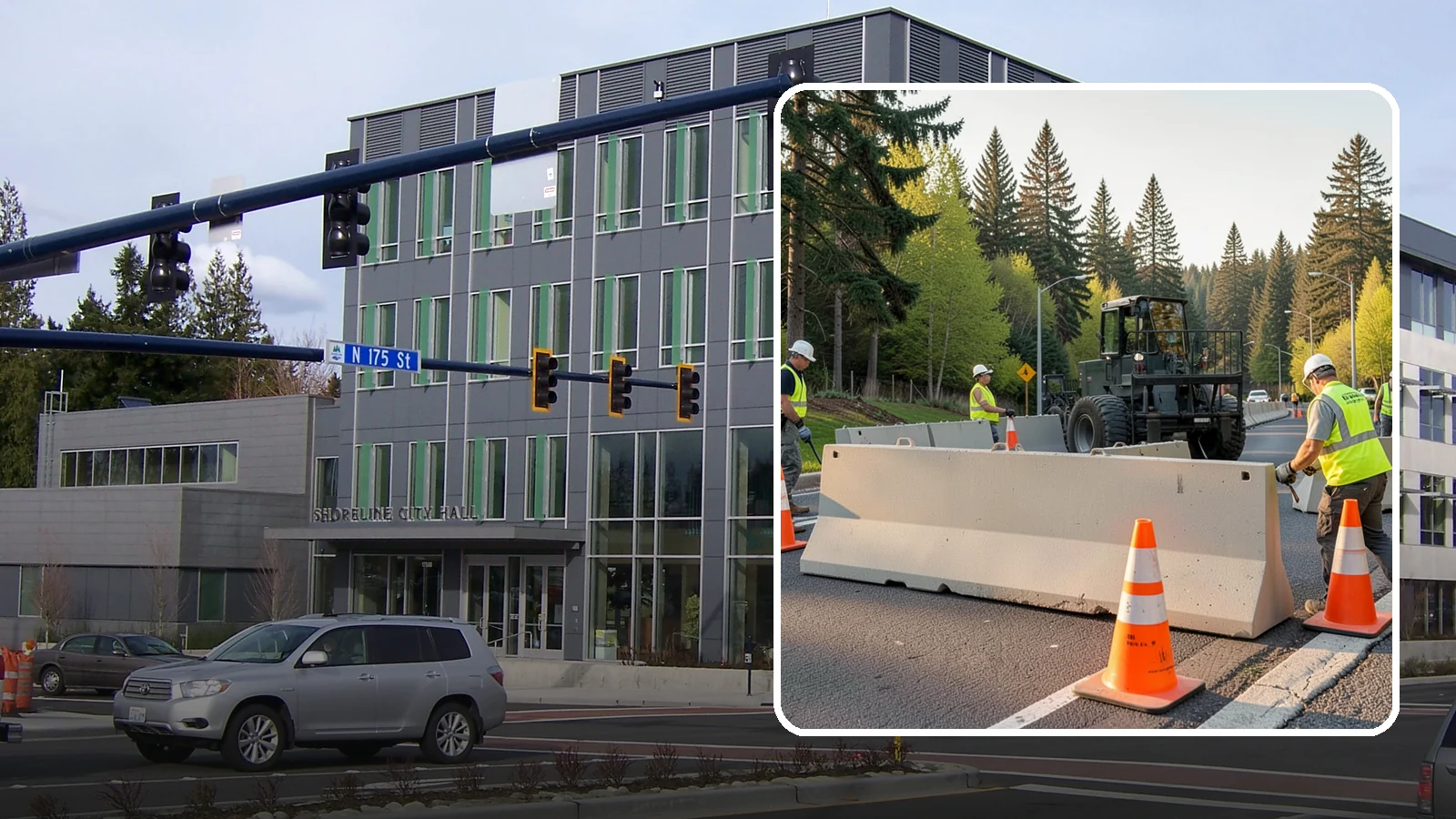 Jersey Barrier Placement in Shoreline, King County, WA - Concrete Jersey barrier placement provides heavy-duty separation and protection for public work zones.