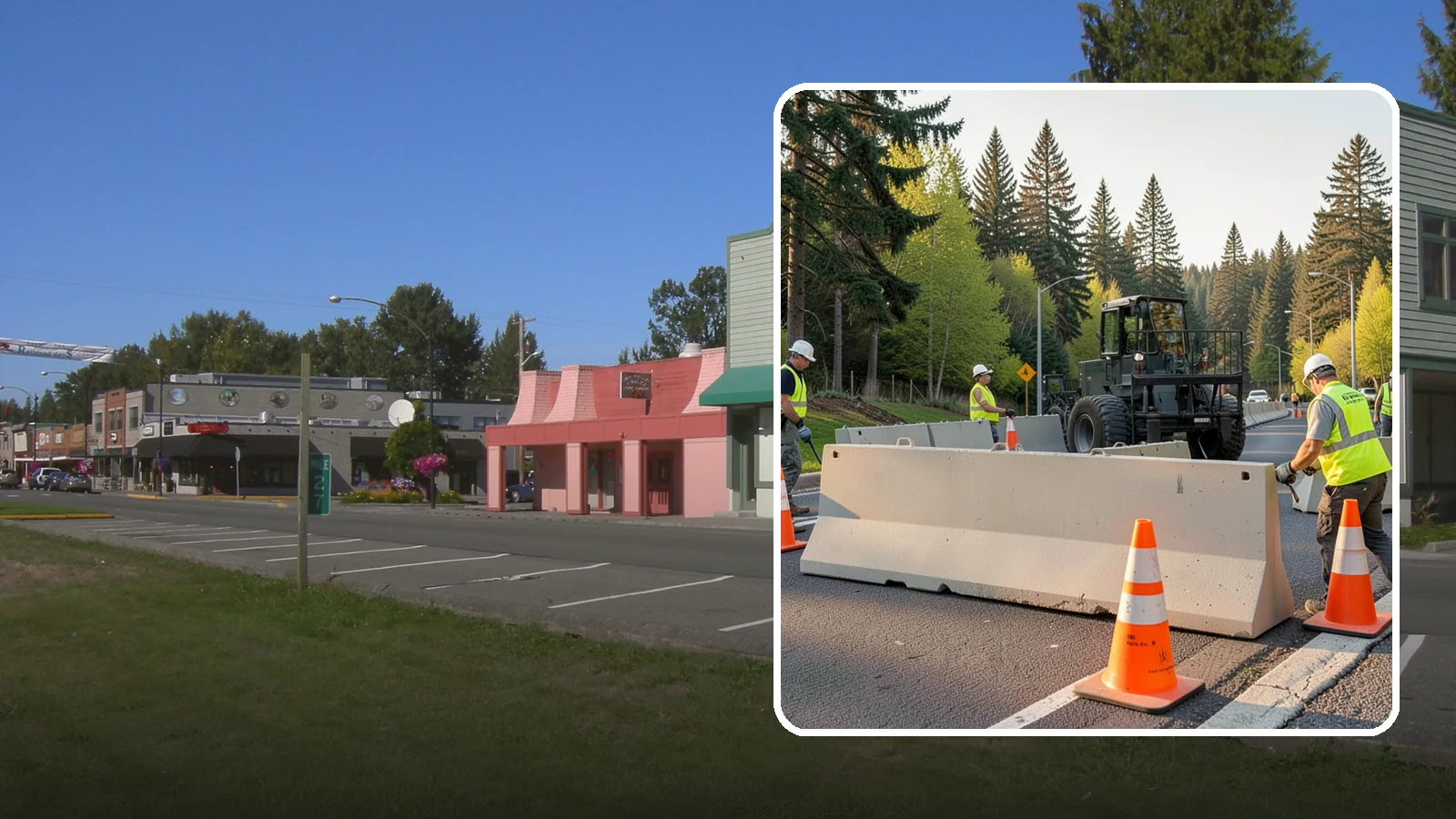 Jersey Barrier Placement in Snoqualmie, King County, WA - Concrete Jersey barrier placement provides heavy-duty separation and protection for public work zones.