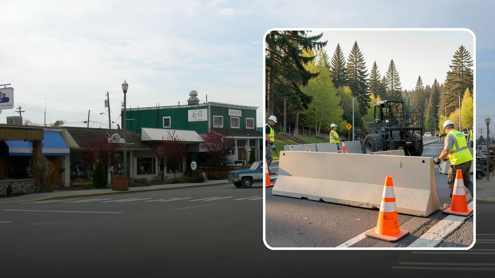 Jersey Barrier Placement in Stanwood, Snohomish County, WA - Concrete Jersey barrier placement provides heavy-duty separation and protection for public work zones.